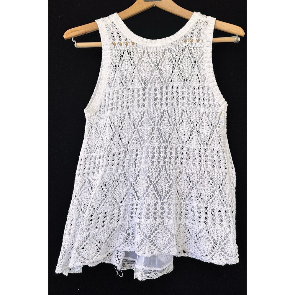 Rewind Sleeveless Crochet Top Cottagecore Women’s XS White Summer Victorian